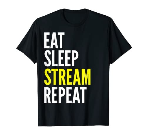 Streamer divertido regalo - Comer sueño corriente repetir Camiseta