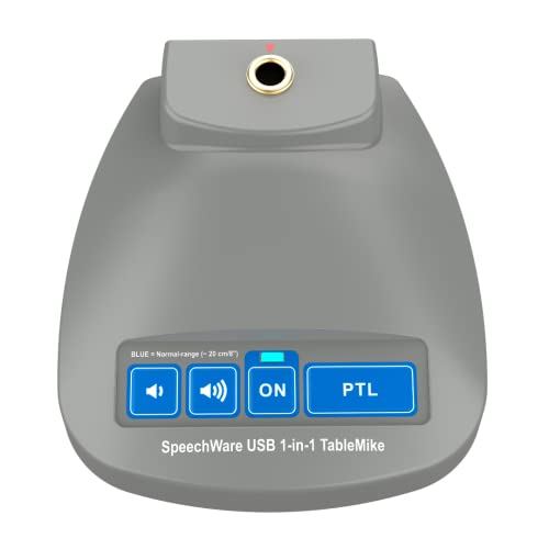 SpeechWare USB 1-in-1 TableMike | Micrófono Profesional Condensador con brazo para PC y Mac | Patrón cardioide | Streaming, Podcast, Videoconferencia, Reconocimiento de voz, Gaming, Teletrabajo | Gris