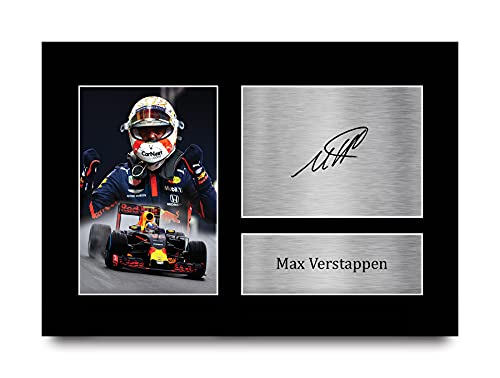 HWC Trading A4 Max Verstappen Formula 1 Los Regalos Imprimieron La Imagen Firmada Del Autógrafo Para Los Fanáticos De Las Carreras De La Fórmula 1 De F1