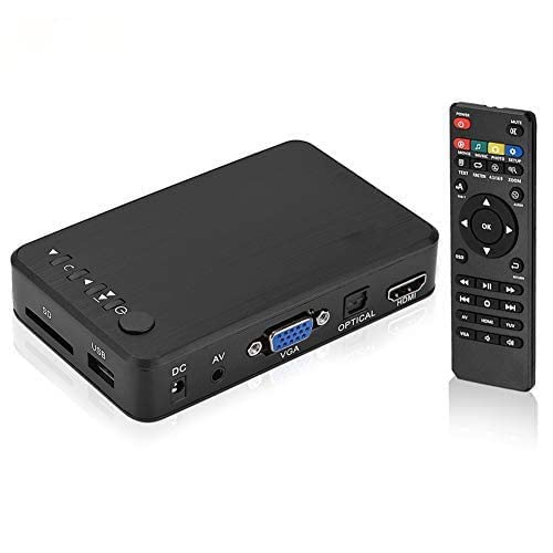 Reproductor Multimedia, HDMI 1080P HD Audio y Video con Control Remoto IR 110V-240V, Reproducir Películas/Música/Fotos/Archivos Directamente en su Televisor(EU)