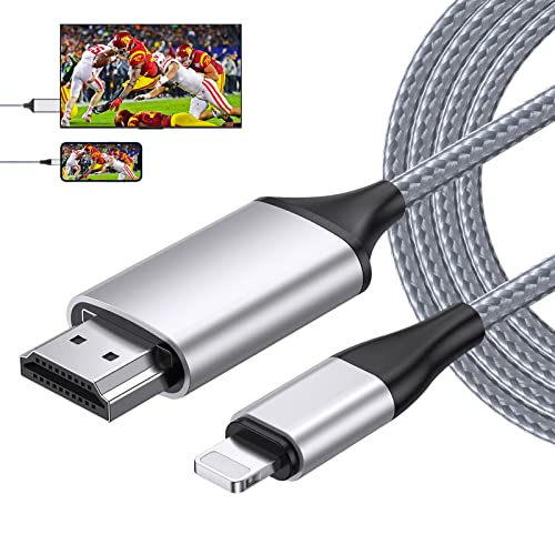 Lulaven[4M Long Version HDMI Cable for iPhone, HDMI Converter Cable, Teléfono/Pad/Pod to TV, HDMI Connection Cable, OS 11, 12, 13, 14, YouTube TV Output, High Definition HD1080P Silver