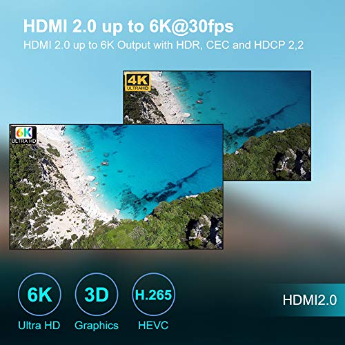 Android Smart TV Box 10.0, 4GB RAM 32GB ROM H616 Quad Core Cortex-A53, soporta 6K de resolución 3D 2.4GHz WiFi Ethernet Media Player