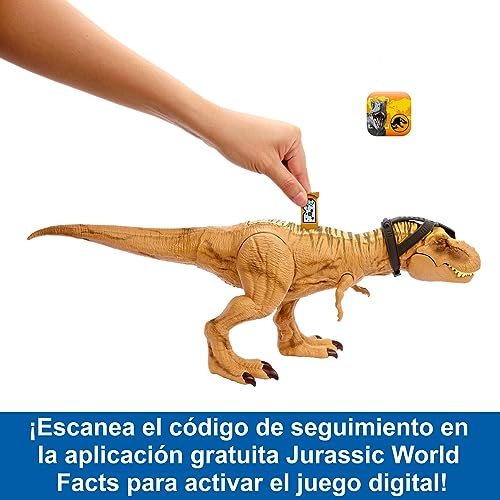 Jurassic World T-Rex Caza y mastica Dinosaurio de juguete con sonidos, +4 años (Mattel HNT62)