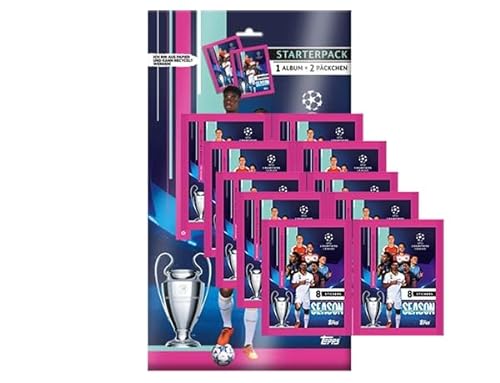 Topps Champions League 2023/2024 Pegatinas – 1 paquete de inicio + 10 bolsas de colección