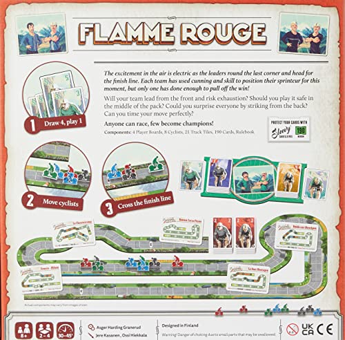 Lautapelit , Flamme Rouge , Board Game , Ages 8+ , 2-4 Players , 30-45 Minute Playing Time